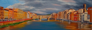 Ponte Vecchio Floransa Italya Sehir Manzarasi Yagli Boya Sanat Kanvas Tablo