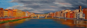 Ponte Vecchio Floransa İtalya Şehir Manzarası Yağlı Boya Sanat Kanvas Tablo