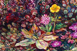 Rengarenk Çiçekler 7 Yağlı Boya Dekoratif Kanvas Tablo