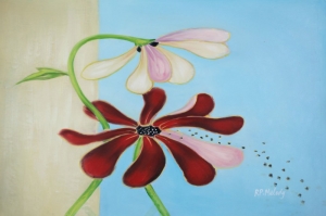 Rengarenk Çiçekler 7 Yağlı Boya Floral Dekoratif Kanvas Tablo