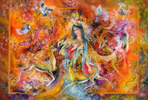 Renkli Kadın Yağlı Boya Sanat Kanvas Tablo