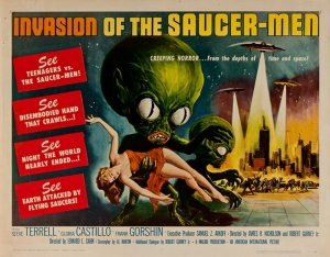 Retro Eski Poster Film Uzaylı Kız Kaçırma Kanvas Tablo