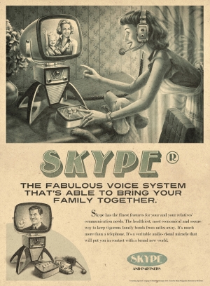 Retro Eski Poster Sosyal Medya Skype Kanvas Tablo