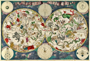 Tarihi Yıldız Haritası Astroloji & Burçlar Kanvas Tablo