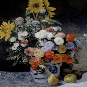 Toprak Çömlekte Karışık Çiçekler, Pierre August Renoir Mixed Flowers in an Earthenware Pot Klasik Sanat Kanvas Tablo