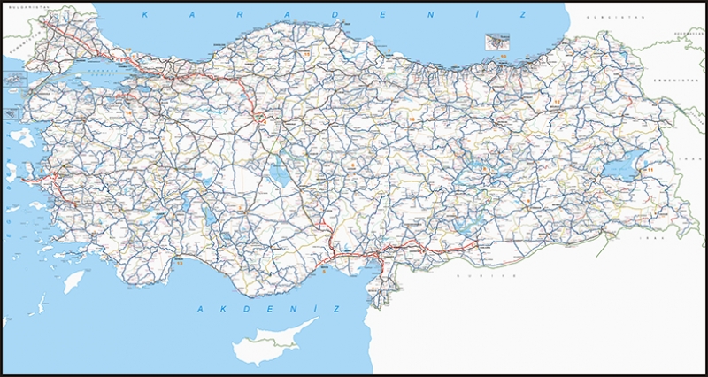 Türkiye Karayolları Haritası-2 Kanvas Tablo | ARTTABLO