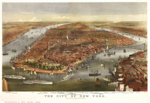 Usa Amerika Newyork Manhattan Brooklyn Sehir Haritasi 3 Eski Cizim Harita Cografya Kanvas Tablo