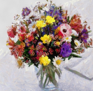Vazodaki Çiçekler Floral Yağlı Boya Sanat Kanvas Tablo