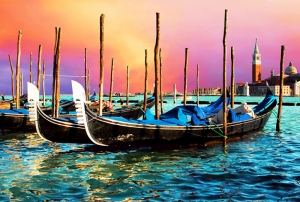 Venedik'te Gün Batımı Yağlı Boya Sanat Kanvas Tablo