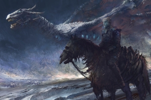 White Walker And Dragon Game Of Thrones Anime Kanvas Tablo