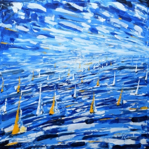 Yelkenli Tekneler Yarış 3, Deniz Manzara Dekoratif   Canvas Tablo