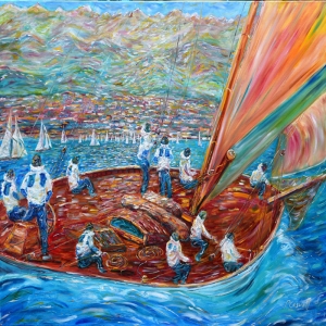 Yelkenli Tekneler Yarış 4, Deniz Manzara Dekoratif   Canvas Tablo
